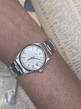 Rolex Oysterdate 6466 Silver Dial 30mm Boy Size Hand Wind Watch 1967 Runs Great