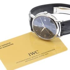 IWC SCHAFFHAUSEN PORTOFINO IW356308 39mm SS Black Dial Leather Strap Date #C507