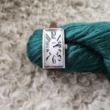 TISSOT Rectangular Quartz Watch Silver White Leather Band Waterproof Used From J