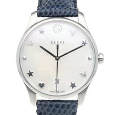 Gucci G Timeless Quartz Watch Stainless Steel White Shell Men