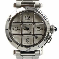 CARTIER WATCH PASHA GRID AUTOMATIC DATE W31040H3 SILVER SEE-THROUGH BACK MEN'S