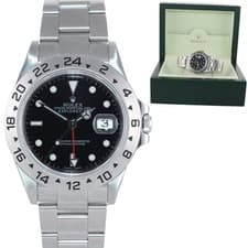 1999 MINT Rolex Explorer II 16570 Stainless Steel Black Dial GMT 40mm Watch Box