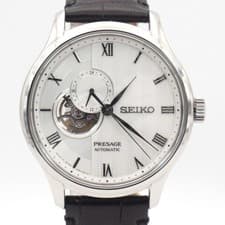 w/Box Seiko Presage 4R39-00W0 Automatic Open Heart White Textured Dial Men Watch