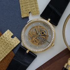 Gerald Genta 1980s Skeleton Diamond 18k Gold Convertible Bracelet G2098 Manual