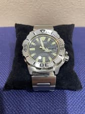 Seiko Black Monster 7S26-0350 Automatic Watch Silver Stainless Steel Band