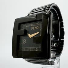 FENDI MANIA 000-132-391 FF Logo Black Quartz Bracelet Watch 40mm
