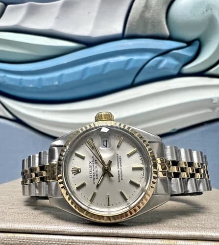Ladies Rolex Oyster Perpetual Datejust Two Tone Jubilee Silver Watch