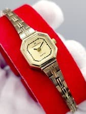 😍 SWISS [N. MINT] 1970's Hamilton 14mm Octagonal Women's Watch Quartz Gold Tone