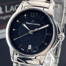 Maurice Lacroix Miros Day-Date Watch Stainless Steel Silver Black Dial 28.2mm