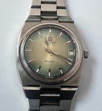 Zenith Pilot Automatic Watch Cal 2572 Vintage Mens Green Dial 23 Jewels JL BAND