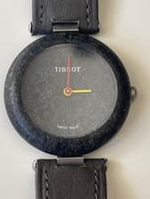 TISSOT Rock Watch Quartz Black Dial Gray Leather Used