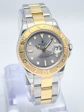 Rolex Oyster Perpetual Yacht-Master Date 35mm 168623 Grey Dial Gold Steel Papers