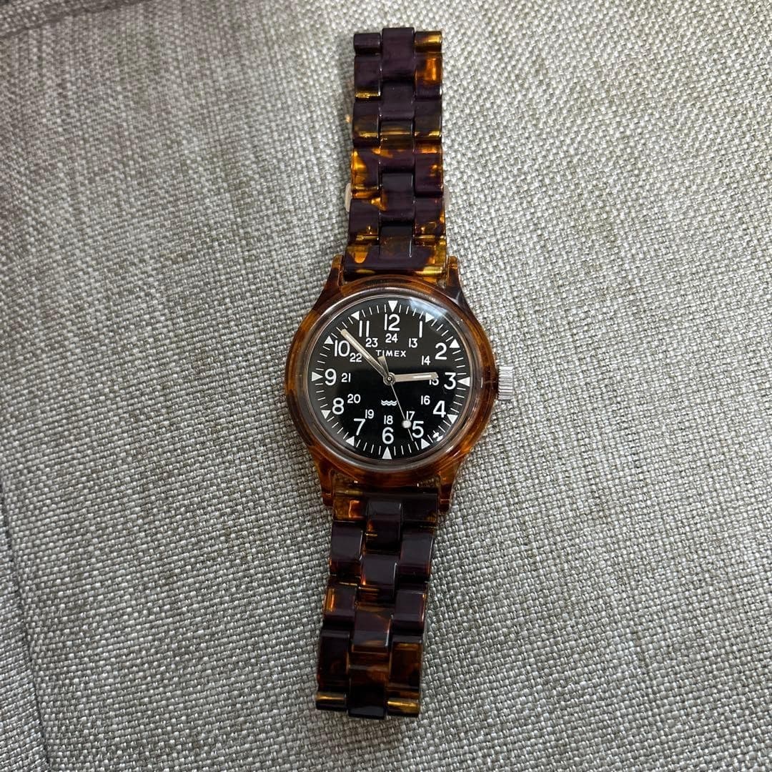 TIMEX × BEAMS Tortoise Shell Original Camper Watch - Brown Strap