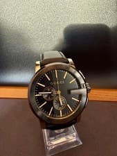 Gucci G Chrono 101.2 Quartz Watch Black Dial Brown Leather New Strap and Battery