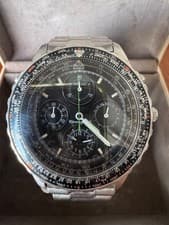 Seiko Chronograph Alarm Black Dial 40mm Watch with Box and Spare Links