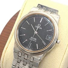 OMEGA DE VILLE Watch Quartz Men s Round Gold Silver Navy Dial Y2K Omega De Ville