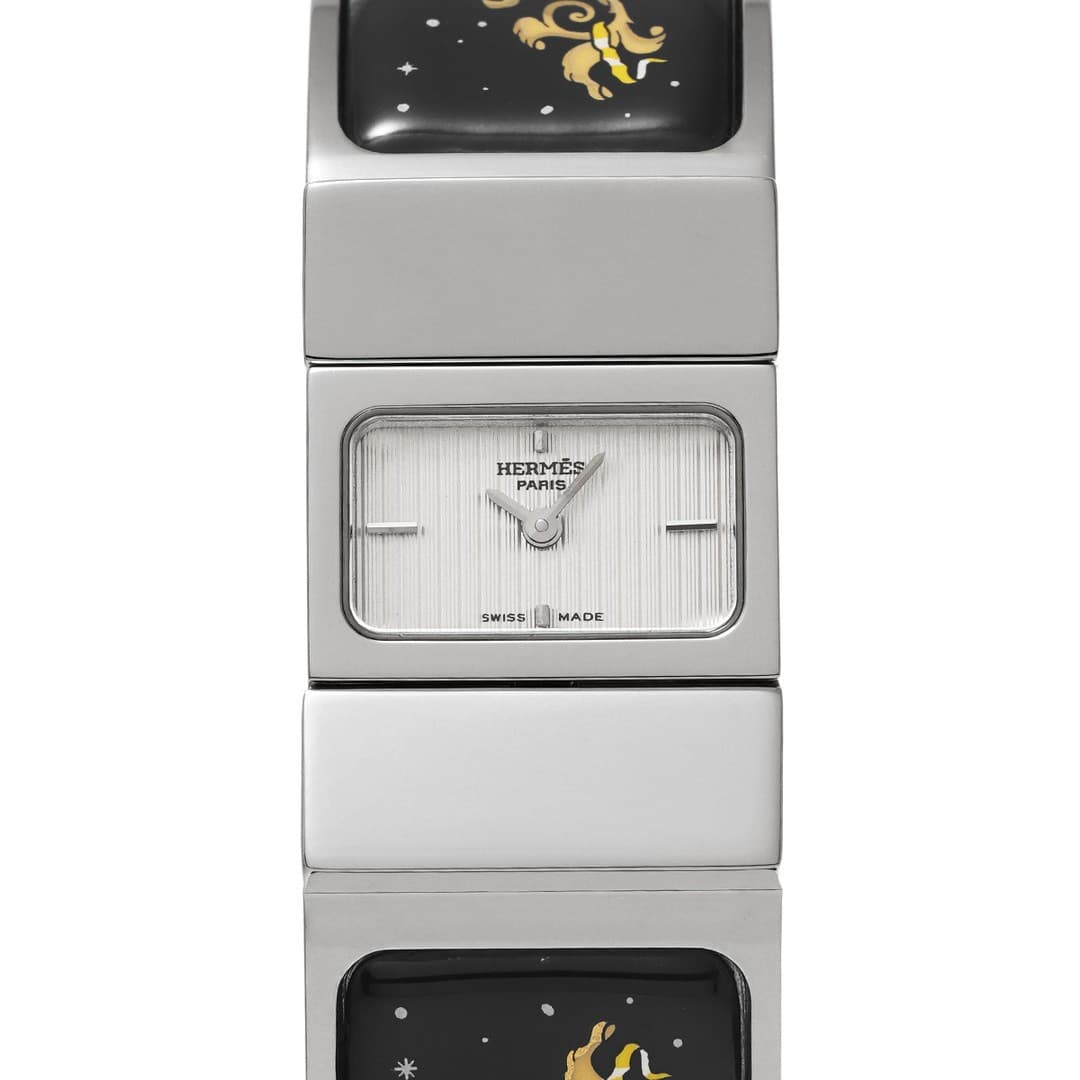 Used HERMES LO1.210 Silver Ladies Watch from JAPAN