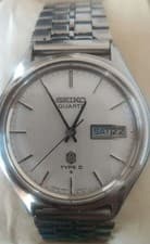 Seiko Type 2 Cal.0903 Day Date Stainless Steel Quartz Mens Watch Auth Works