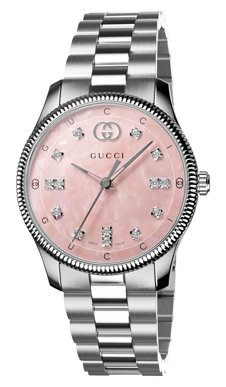 Gucci G-Timeless Pink Mother-of-Pearl Dial Diamonds Quartz Women Watch YA1265062