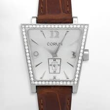 Corum Trapeze Lady Quartz 10540420 White Dial Small Seconds Diam Bezel SS Watch