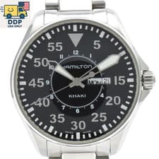 HAMILTON KHAKI H646110 41ｍｍ Black Dial Day Date Quartz Men's Japan [Near Mint]