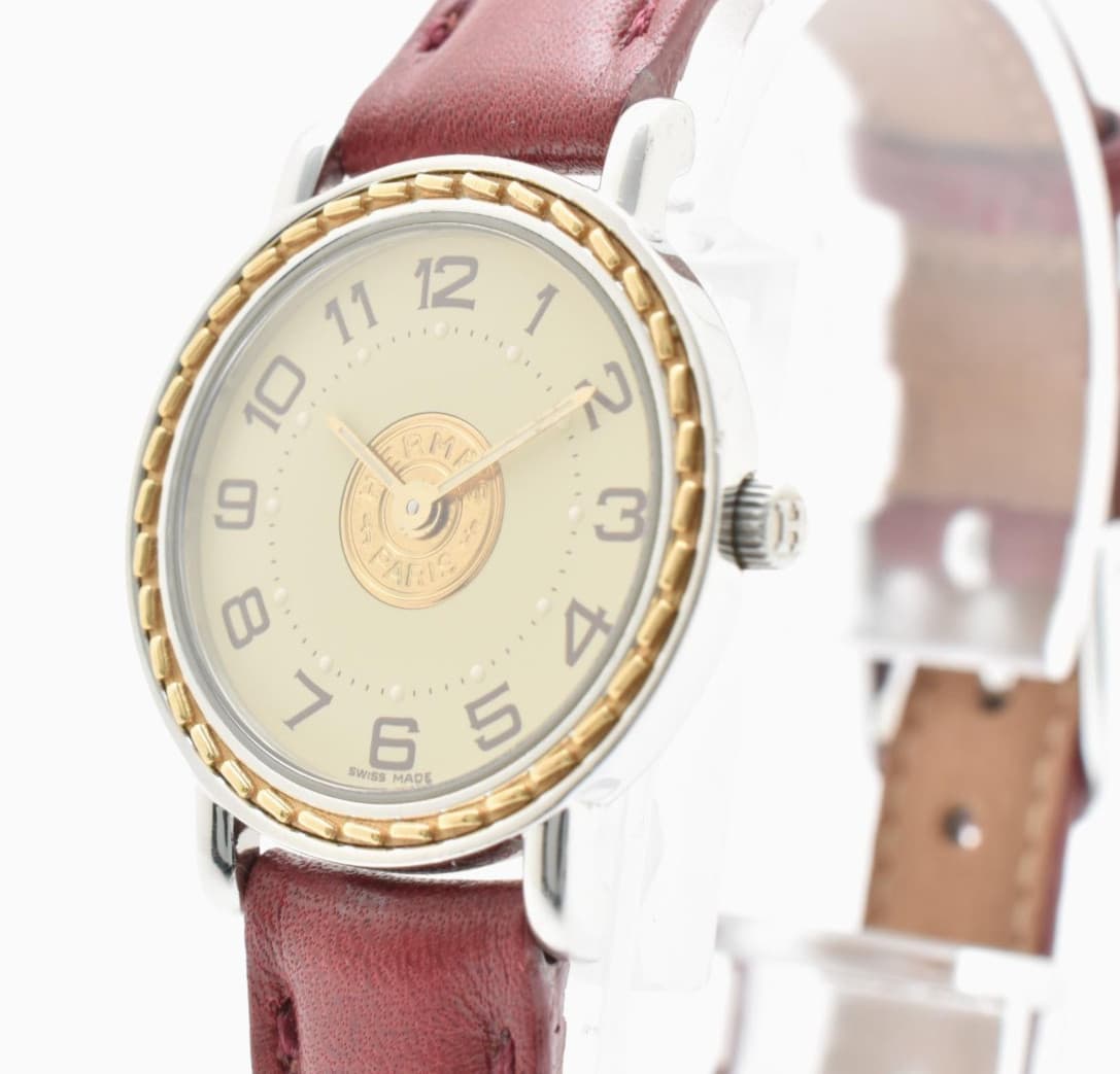 Hermes Sellier SE4.220 Quartz Ladies Watch Cream Dial Leather Works #82