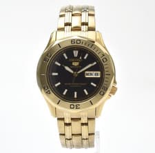 [EXCELLENT+5] SEIKO 5 SPORTS 7S26-01G0 Gold Black Dial Automatic Men’s  Watch JP