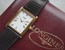 1969 Longines Tank Vintage Gold Mechanical Boxed Leather Men's Dress Watch Rare