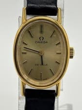 Omega Deville Manual Wind Watch Oval Gold Dial 18mm Used