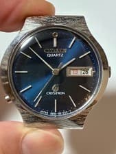 Citizen Crystron Ultraman Men's Blue Dial Quartz Watch Rare Case Works