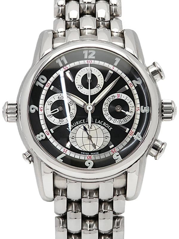 MAURICE LACROIX Masterpiece Chronoglobe Automatic Watch MP6398 42mm Black Dial