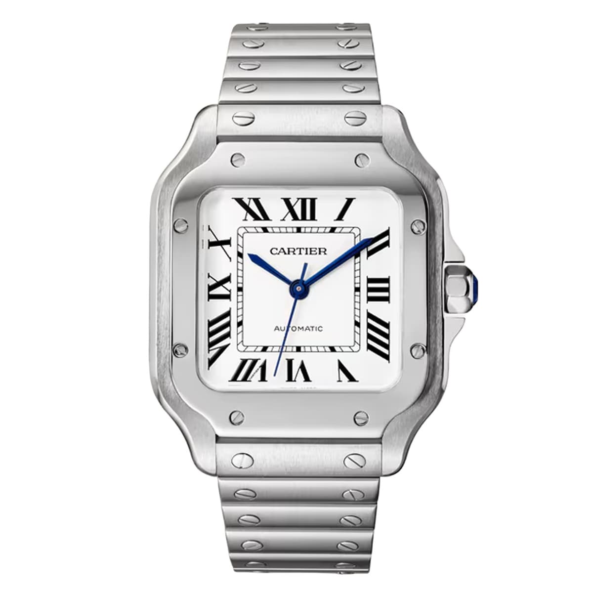 Cartier Santos De Cartier WSSA0029 White Roman Dial Stainless Steel Watch