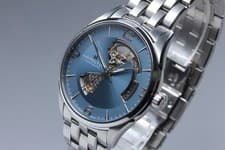 [w/Box, Paper] HAMILTON Jazzmaster Open Heart H327050 Blue Gray Swiss Made Watch