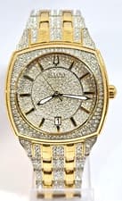 BULOVA CRYSTALS ACCENT GOLD TONE QUARTZ MEN'S WATCH MB5-126