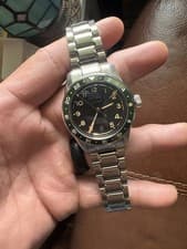 Pre-owned Longines Spirit Zulu GMT 39mm! Green Ceramic Bezel & Anthracite Dial.