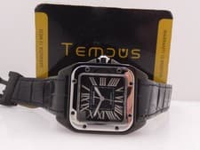 CARTIER SANTOS 100 2878 WITH PAPERS YEAR 2010 AUTOMATIC STEEL & BLACK PVD WATCH