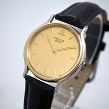 SEIKO CREDOR Vintage Watch 18K Gold Bezel 8J81-6B00 Quartz New Battery 32mm