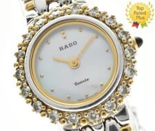 Vintage *N MINT* RADO 133.9702.2 22mm Diamond Bezel Qz Ladies Watch From JAPAN
