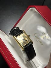 CARTIER WOMANS MECHANICAL TANK WATCH TRI COLOR VERMEIL  18 K  SWISS MADE