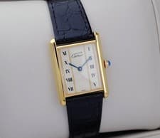 Cartier Must de Tank LM Vermeil Gold Roman Dial Quartz 23mm Unisex Vintage