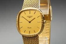 Vintage 1990s *N MINT* Longines Cal.L153.4 Gold Square Quartz Mens Watch JAPAN