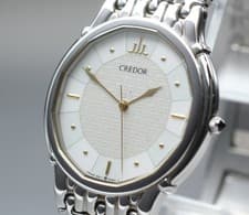 1988 New Batt [N MINT] SEIKO CREDOR 9571-5050 Silver 37mm Dial Qz Mens Watch