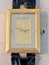 ALICE ALISSA Gold Diamond Quartz Watch Rectangular Case Used Authentic
