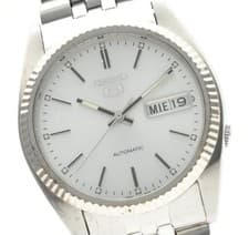 Vintage 1996 【NEAR MINT】 Seiko 5 7S26-0500 Silver Automatic Men's Watch JAPAN