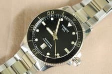 AOK TISSOT SEASTAR 1000 BLACK DIAL PRO SWIMMER SAILOR DIVER TOOL WATCH + BOX SET