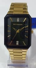 WN3092 WITTNAUER BLACK DIAL GOLD TONE WATCH FOR MEN MW-77