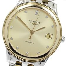 LONGINES Flagship L4.774.3 Date 12P diamond gold Dial Automatic Men's_914329