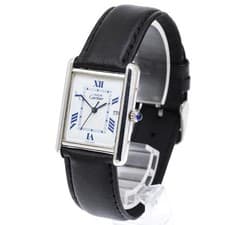 CARTIER MAST TANK W1014154 26mm SV925 White Dial Quartz Date Watch #C436