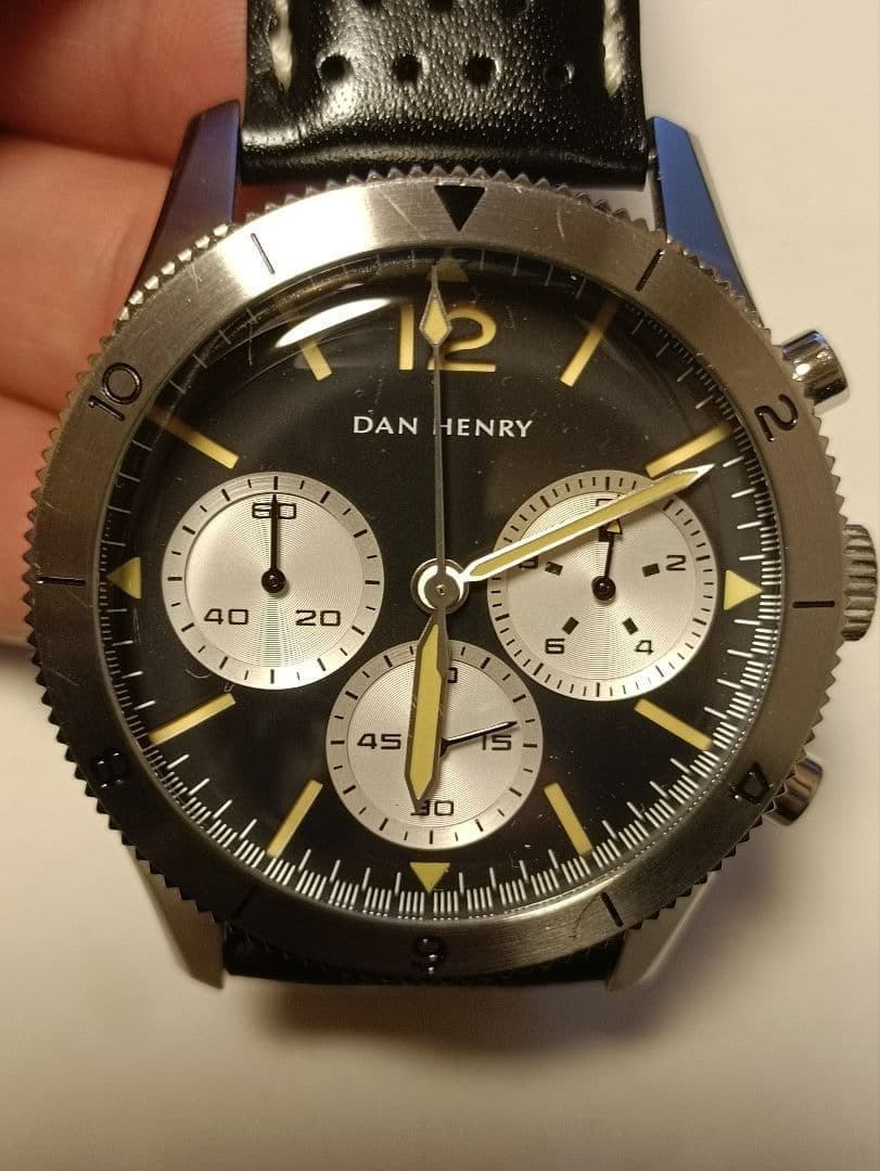 DAN HENRY 1963 Pilot Chronograph Steel Bezel Used