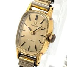 Omega Geneve Ladies Hand-Winding Square Gold Watch, Y2K Condition
